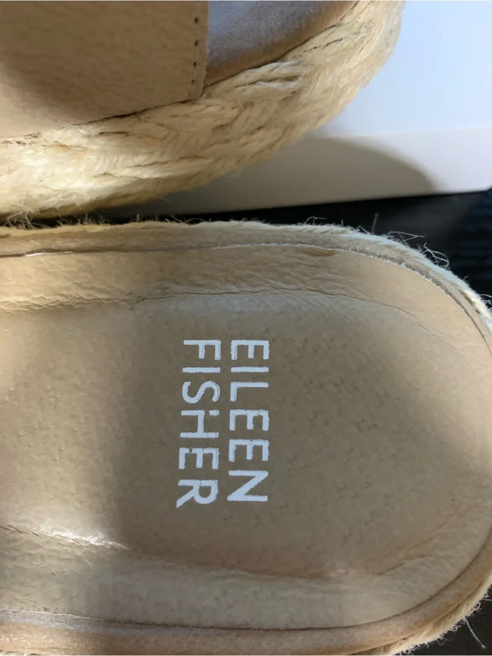Eileen Fisher Tan Espadrille Platform Slide Sandals